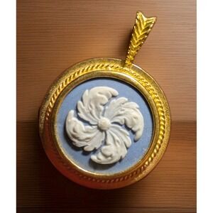 Wedgwood Blue Jasperware Porcelain Pendant Made in England Gold Frame